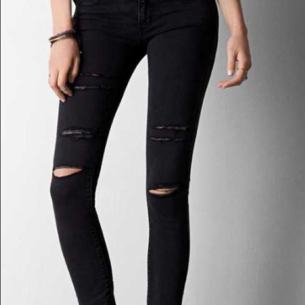 Black holey  jeggings